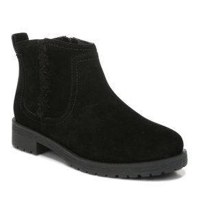 VIONIC Black Aslynn Faux Fur Suede Ankle Boots Water Repellent Lug Sole, 7 Wide